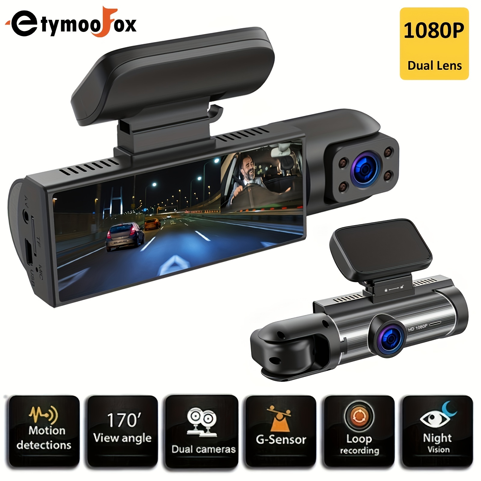 Vantrue E3 3 Channel Dash Cam 2.5K Front and Rear Inside Built-in