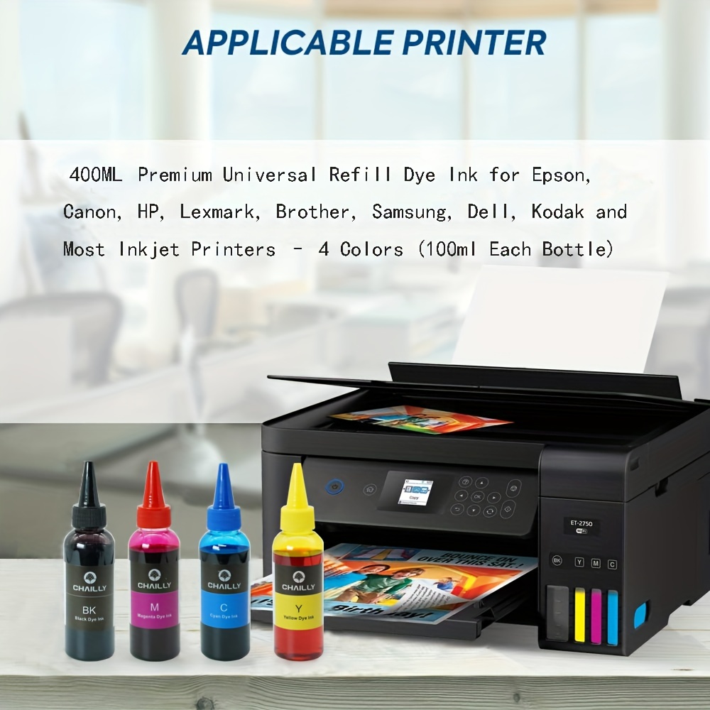 Universal Black Dye Refill Ink for Epson Printer Cartridges 100ml