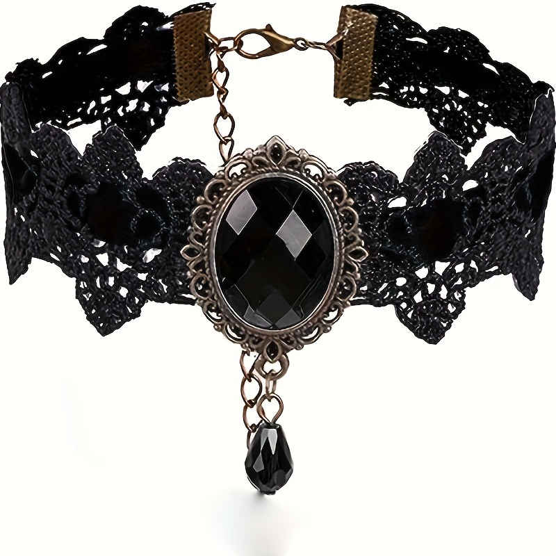  PRETYZOOM Black Chokers Gothic Lace Pearl Choker Victorian  Vintage Flower Princess Pendant Necklace Women Jewelry Charms for Vampire  Themed Cosplay Party Halloween Goth Necklace: Clothing, Shoes & Jewelry