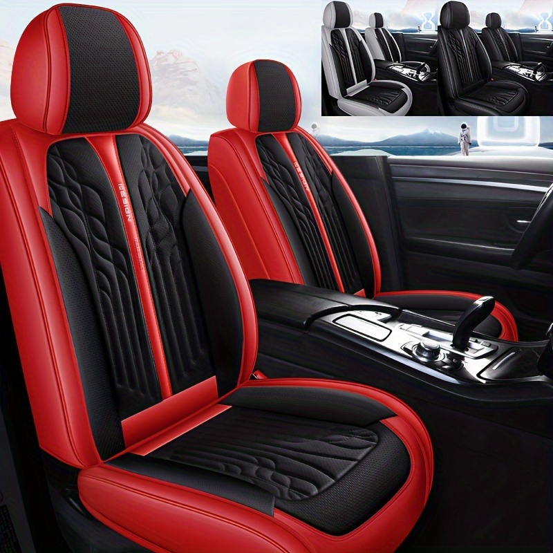 5 Seats Pvc Quilted Leather Car Seat Covers Breathable Faux - Temu