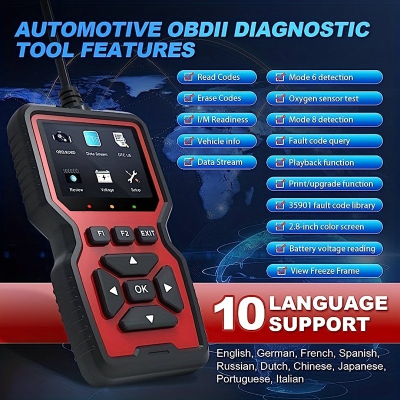 C301 OBD2 escáner OBDII lector de código herramienta de escaneo de  diagnóstico con prueba de batería para todos los coches de protocolo OBD-II  desde