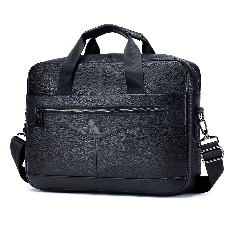 Black leather office online bag