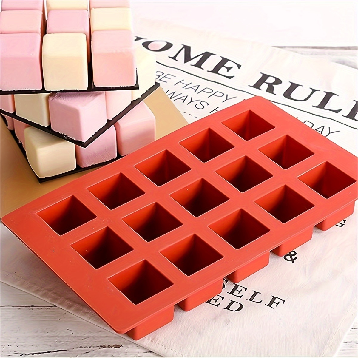 Square Silicone Mold, Chocolate Mold Mousse Cake Baking Mold For Dessert  Cheesecake Truffle Caramel Jelly Brownie Soap (15 Cavities) - Temu