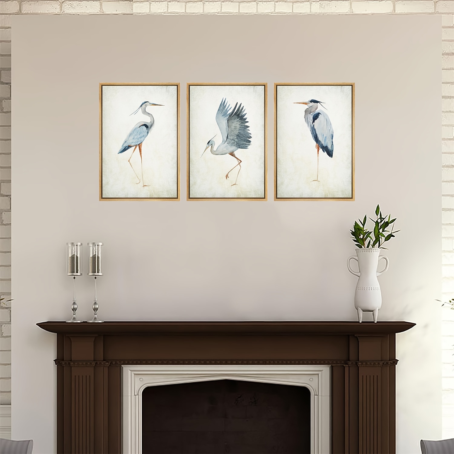 3pcs canvas wall art heron bird wild animal gallery wrap modern home art 8 10 inch 12 16 inch 16 24 inc bedroom and office in three different sizes as a home gift frameless