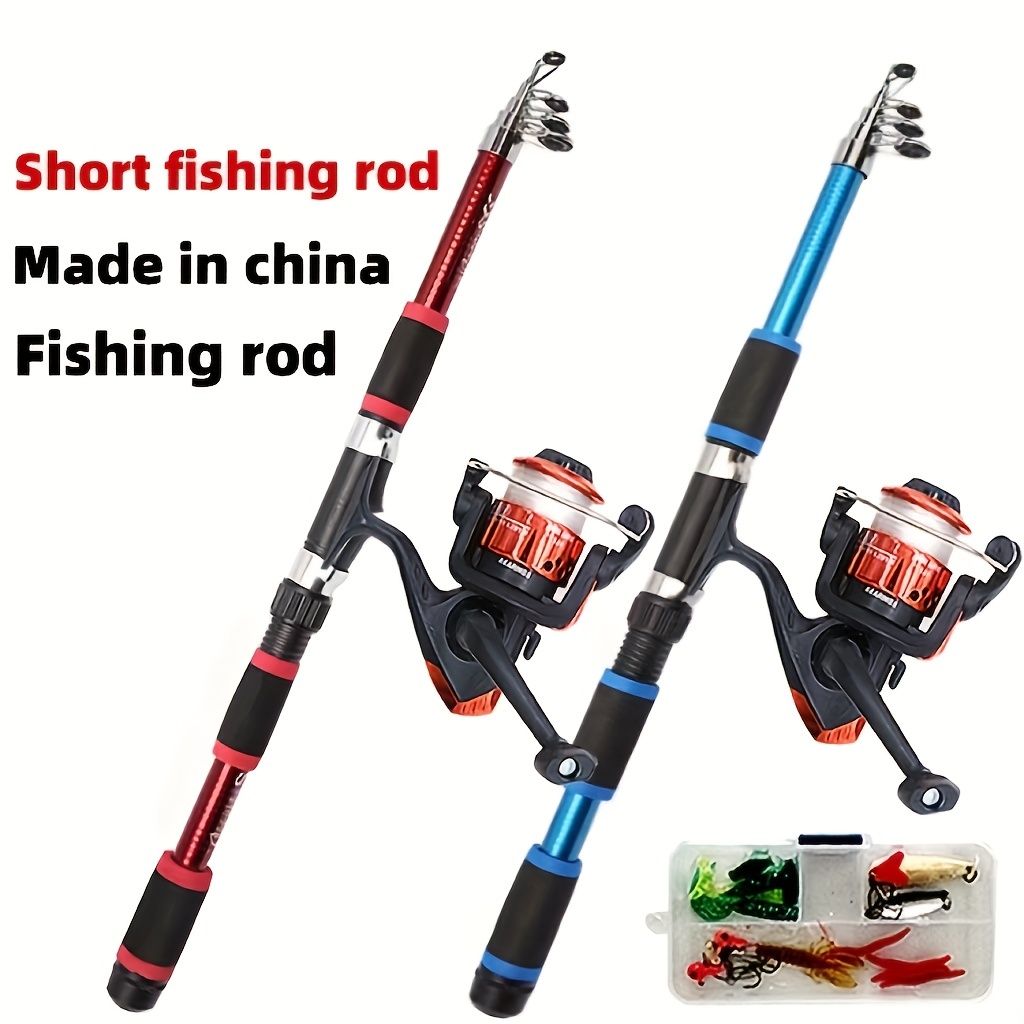 1 Set Fishing Rod And Reel Combo, Including 1.5m-2.1m/4.82ft-6.88ft  Telescopic Casting Rod, Left Handed Fishing Reel, Fishing Bait, And More  Accessori