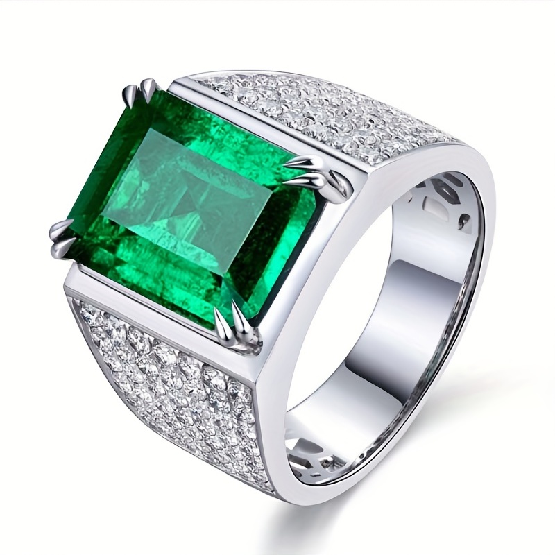 Men's Natural Emerald Green Zircon Ring