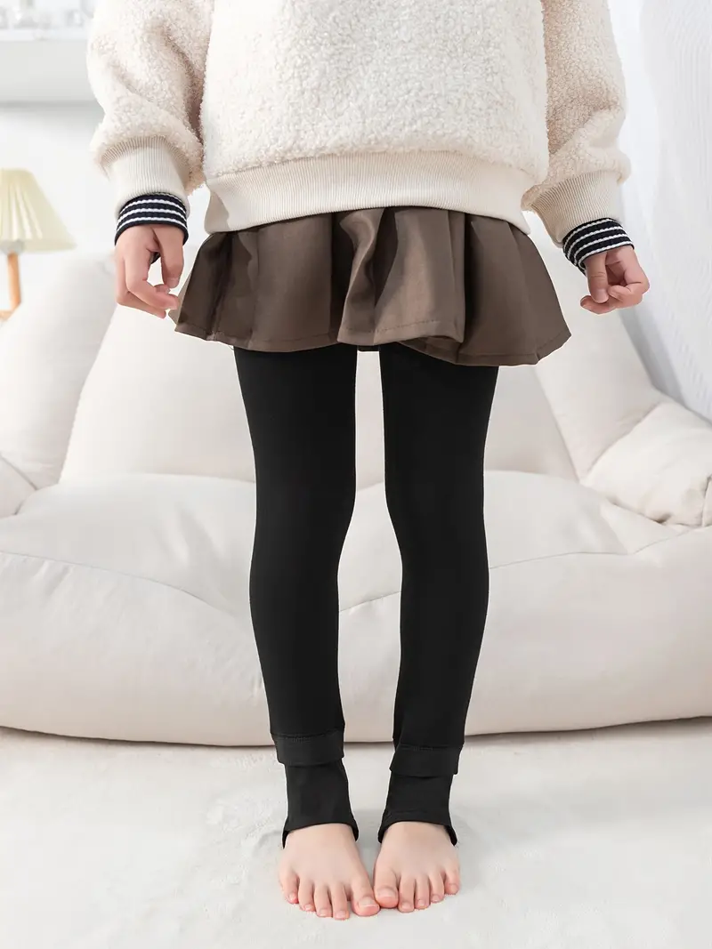 Girls Leggings Childrens Warm Leggins Winter Black