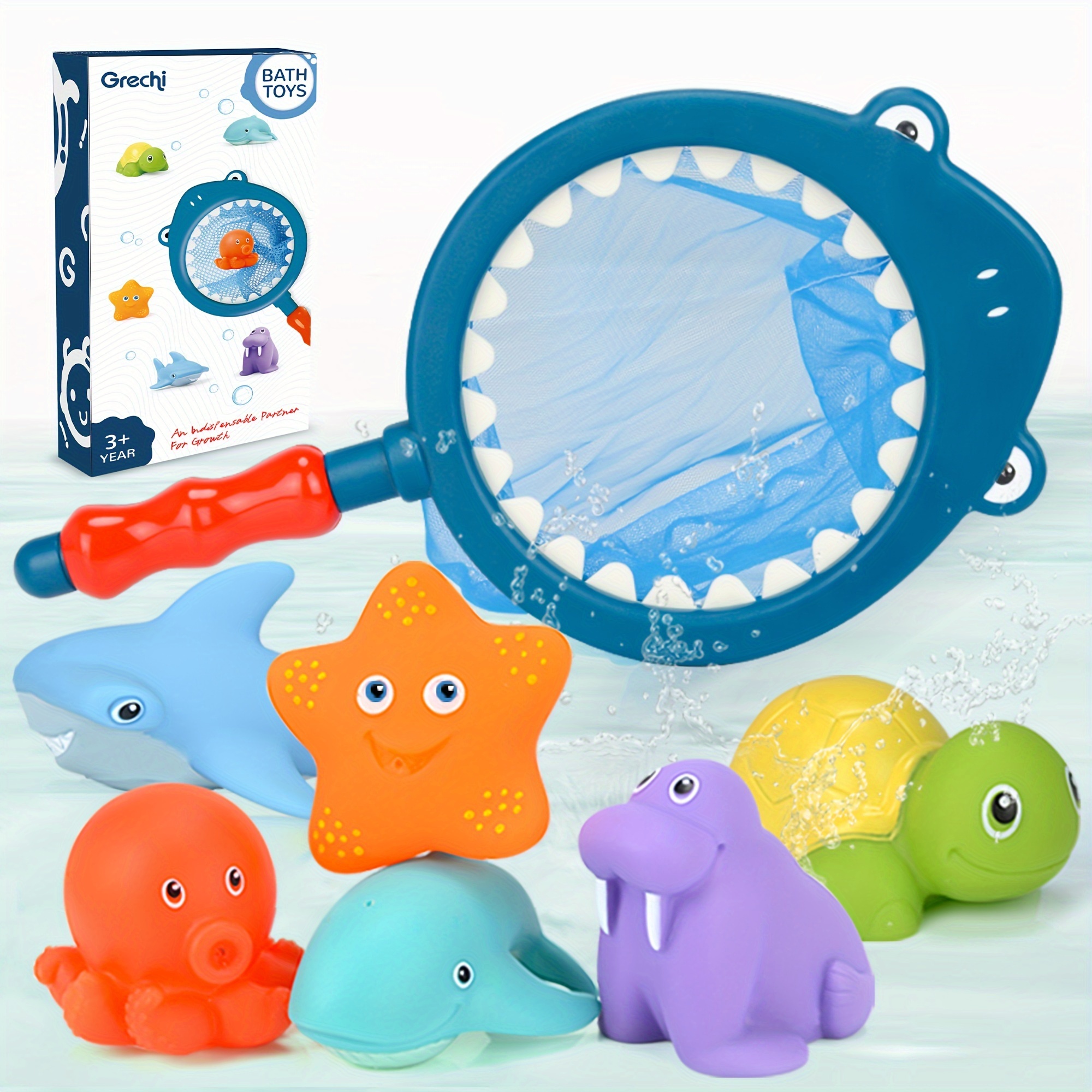 Bath Toys Cute Fishing Bath Toys Suitable Toddlers Rubber - Temu