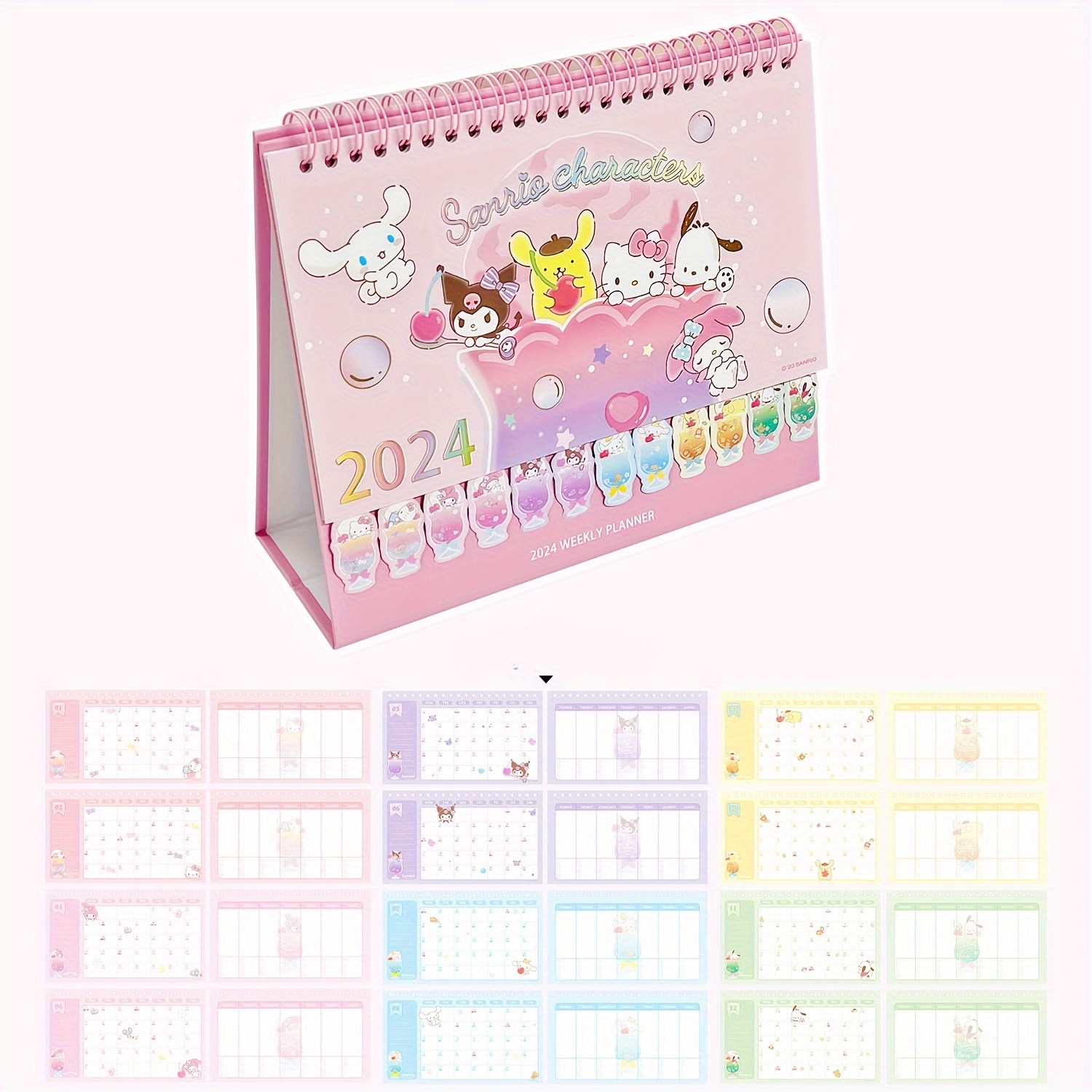 Desk 2024calendar Cute Calendar Cartoon Desktop - Temu