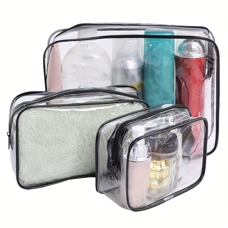 1pc Clear Makeup Bags Bulk Travel Toiletry Bag,Frosted Transparent Cosmetic  Pouches With Zipper Waterproof Portable PVC Plastic Zippered Organizer  Cases For Women Men Vacation Travel Bathroom