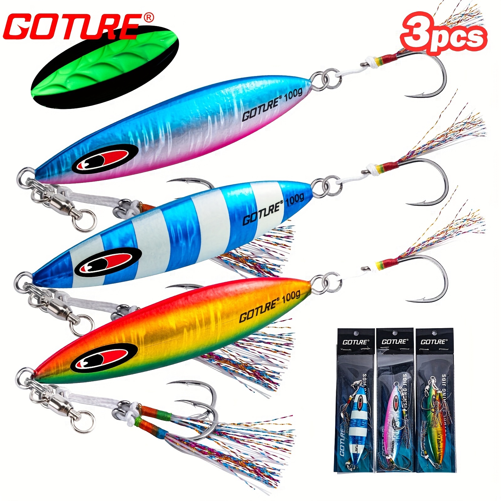 HANDING 7g/10g/15g Fishing Jigs Saltwater Fishing Lures with Assist Hooks,  Slow Pitch Jigs,Fishing Lures Saltwater Jigs Spoon Lures