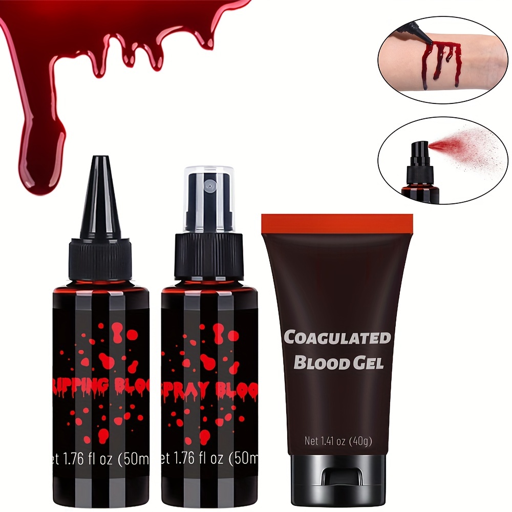 Fake Blood Cream Realistic Multifunctional Halloween SFX Special Effects  Makeup Kit Scar Wax Fake Blood Gel 3Pcs/Set - AliExpress
