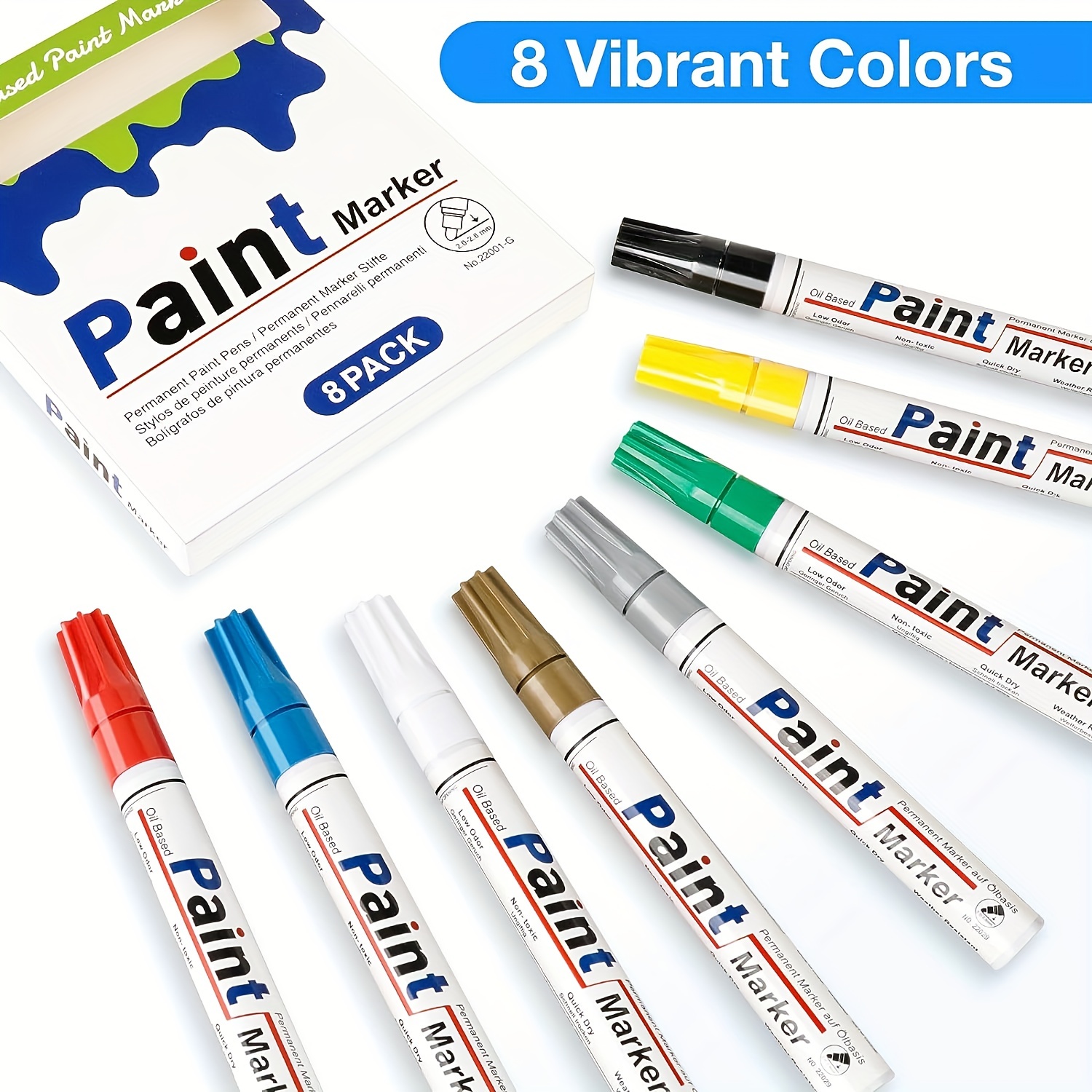 Paint Marker Pens 8 Colors Oil Based Paint Markers Permanent - Temu