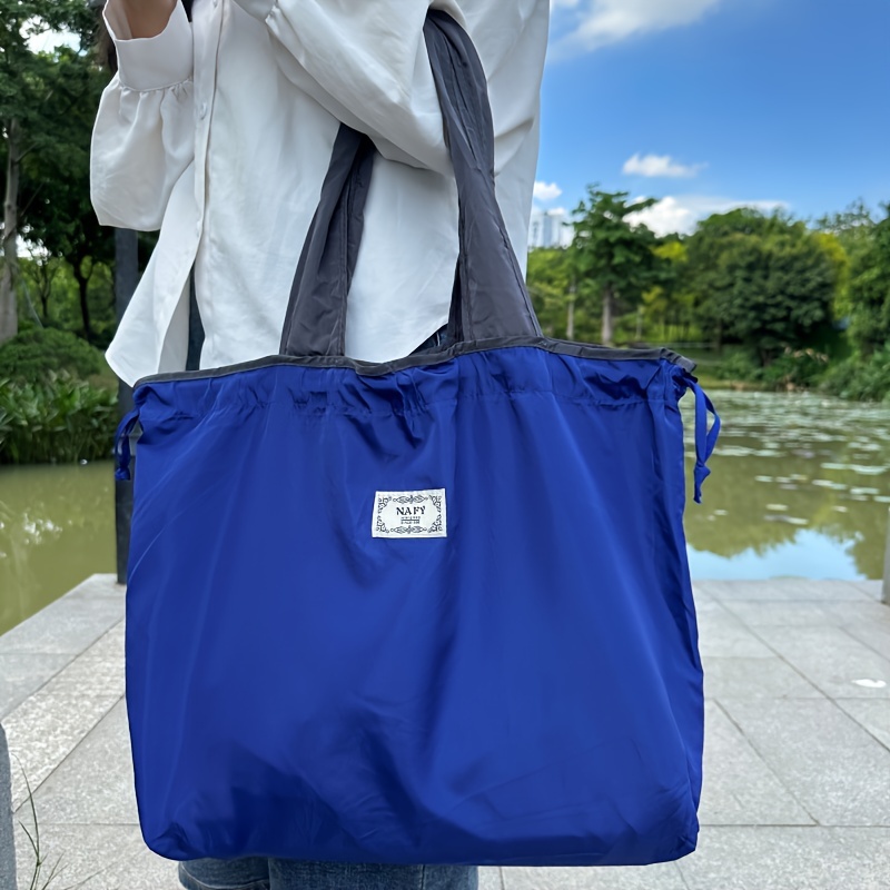 Image of Large Solid Color Shopping Bags Reusable Portable Folding Large Shopping Bags Eco-bags High Quality Large Capacity Supermarket Shopping Bags Strong Bags