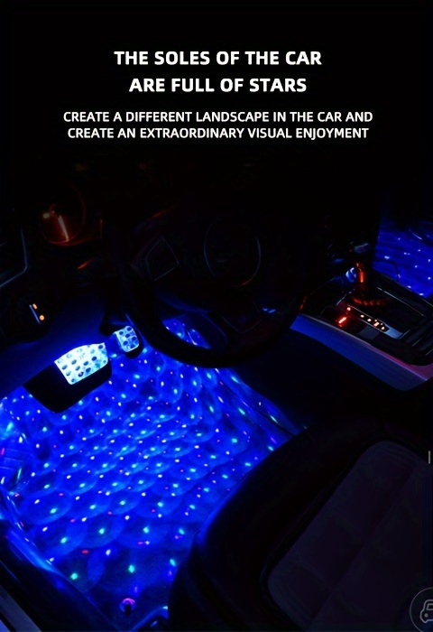 car light 4in1 foot car light led decorative light black details 0