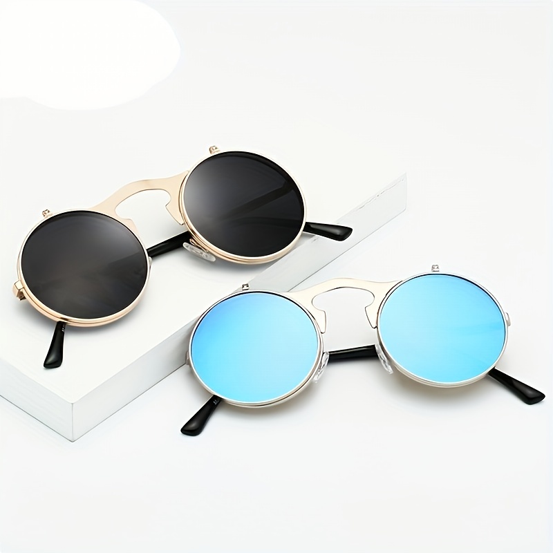 Flip Up Sunglasses Men Women Polarized Steampunk Flip Sunglasses With Double  Lenses