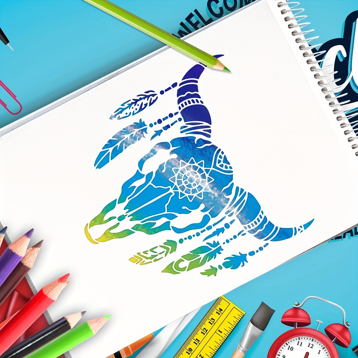 Art Stencils for Kids with 10 Colored Pencils