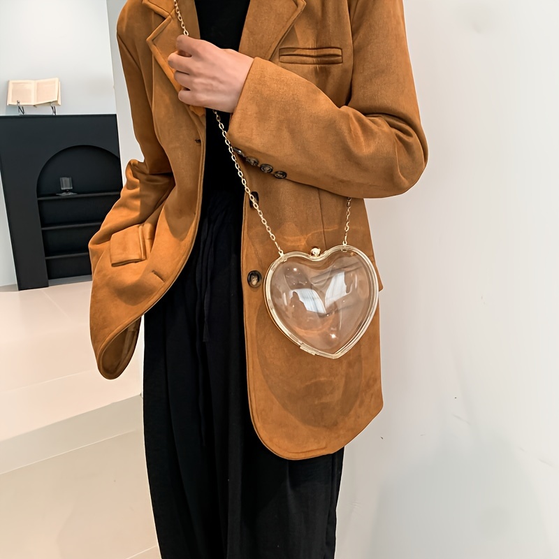 trendy transparent heart shape mini crossbody bag lipstick bag chain shoulder bag suitable for party dating best valentines day gift for girlfriend details 4
