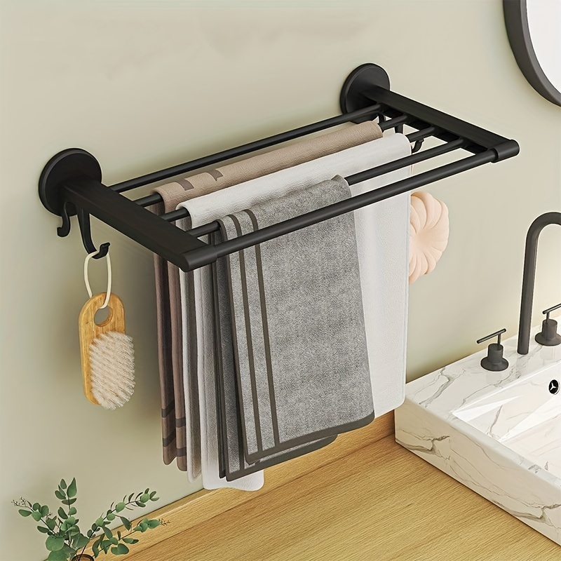 Punch-free Bathroom Towel Rack, Toilet Shelf Towel Bar, Stick Wall Hanging  Towel Storage Rack, Suitable For Towel Bath Towel Storage And Finishing -  Temu