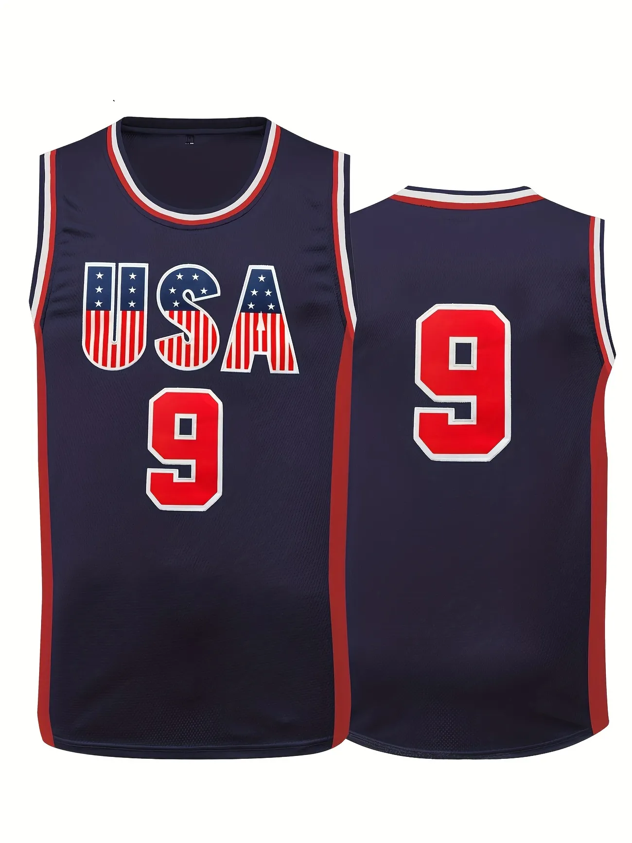 Men's USA #9 Basketball Jersey, Retro Embroidery Breathable Sports Uniform,  Sleeveless Basketball Shirt For Training Competition PARTY Costume Gift