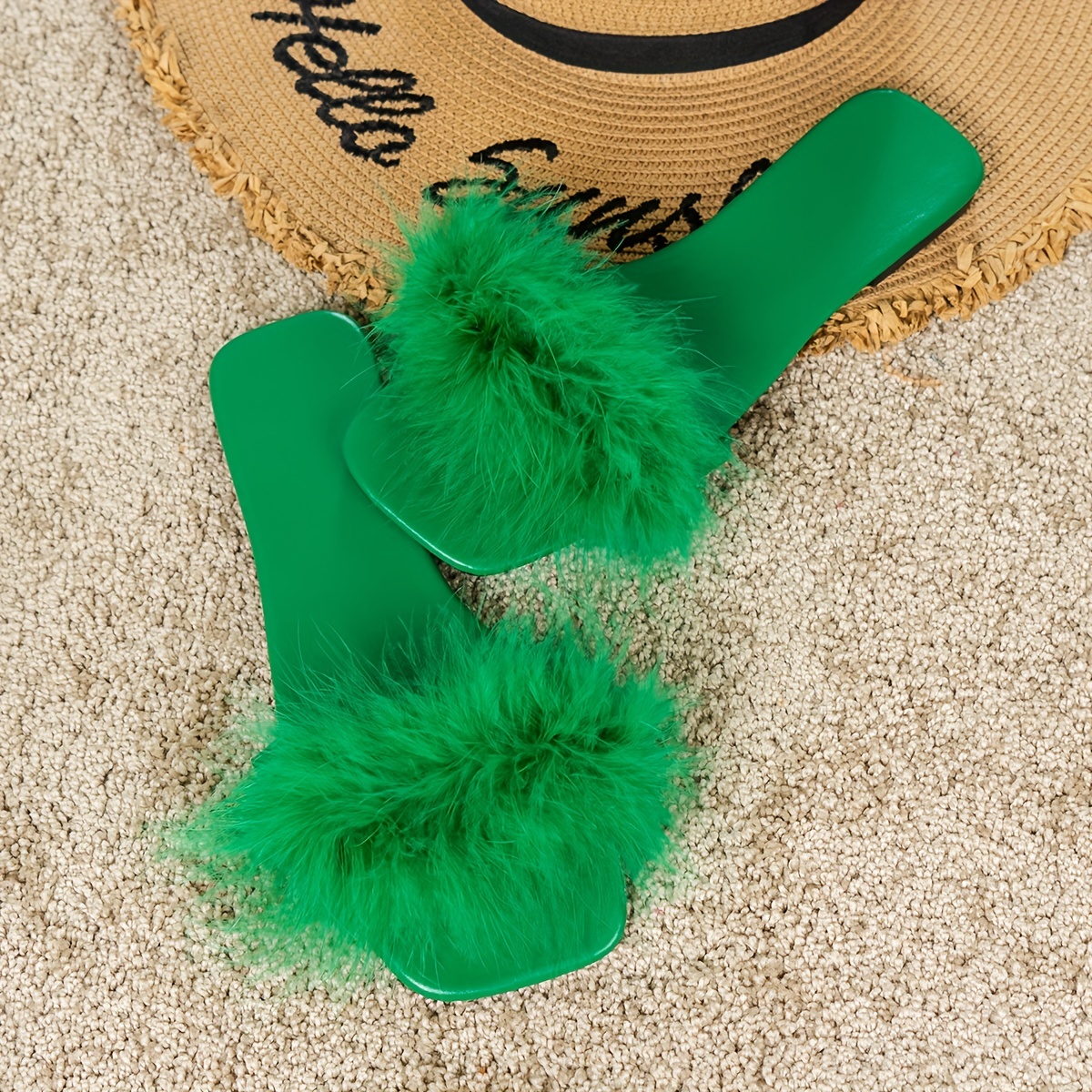 Neon hot sale fur slides