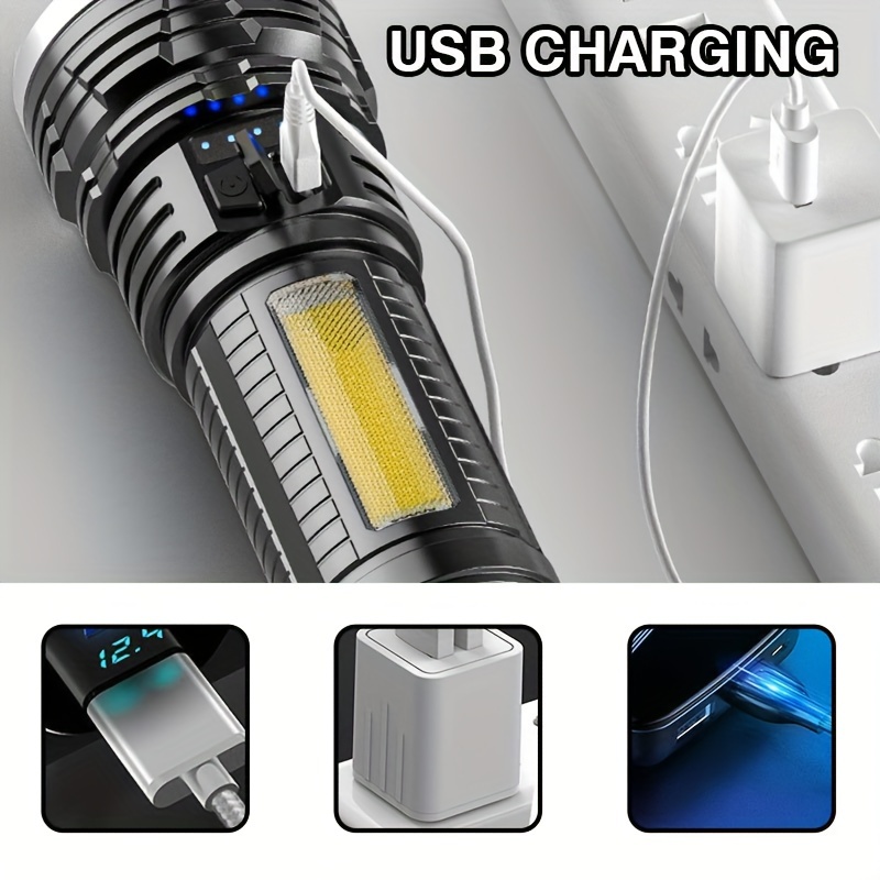 Luz De Trabajo Recargable Por USB Potente Linterna LED - Temu