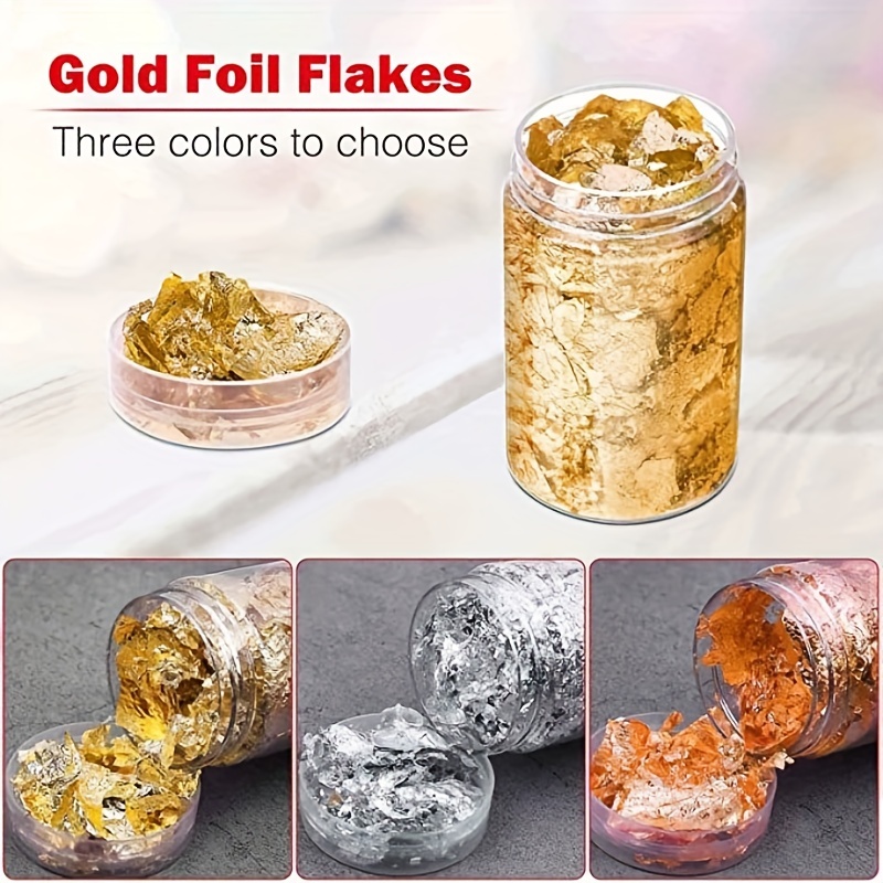 Gold Silver Rose Gold Foil Flakes Metallic Leaf Painting Crafts Jewelry  Making