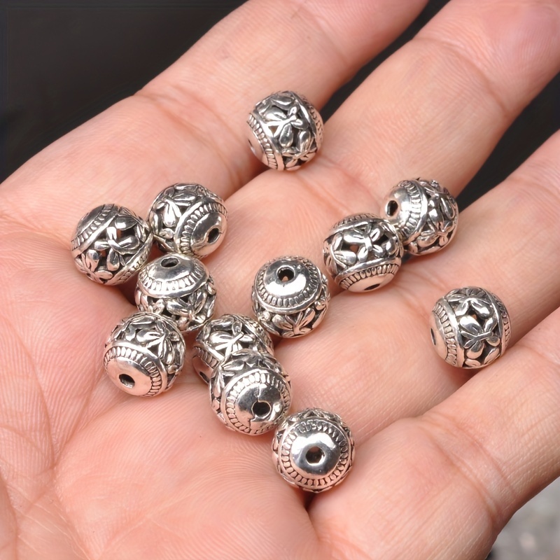 10pcs 11x12mm Antique Silver Plated Elegant Butterfly Loose Spacer Beads  Charm Necklace Diy Bead Jewelry Accessories Hole Fit 1mm Cord