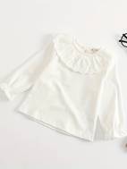 toddler baby girls doll collar long sleeves solid color basic t shirt top bottoming shirt tees blouses coquette style