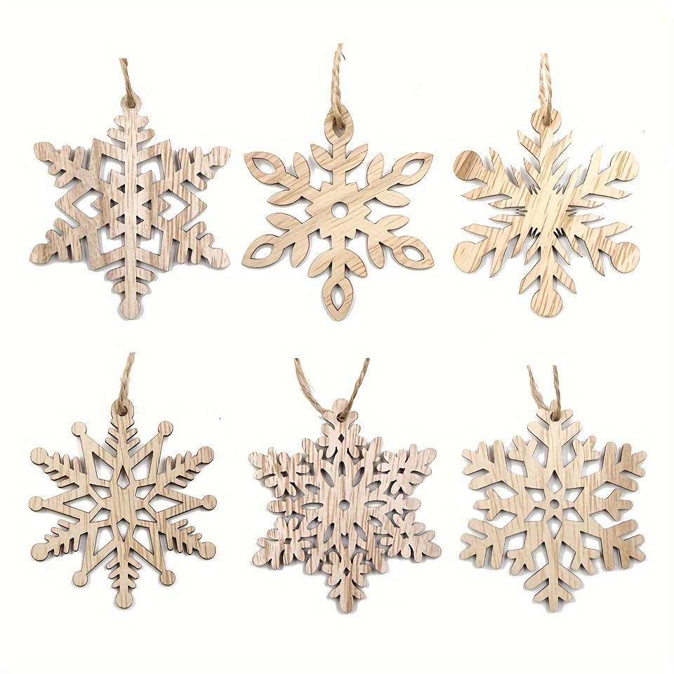 Christmas Wooden Snowflake Ornaments Snowflake Hanging - Temu