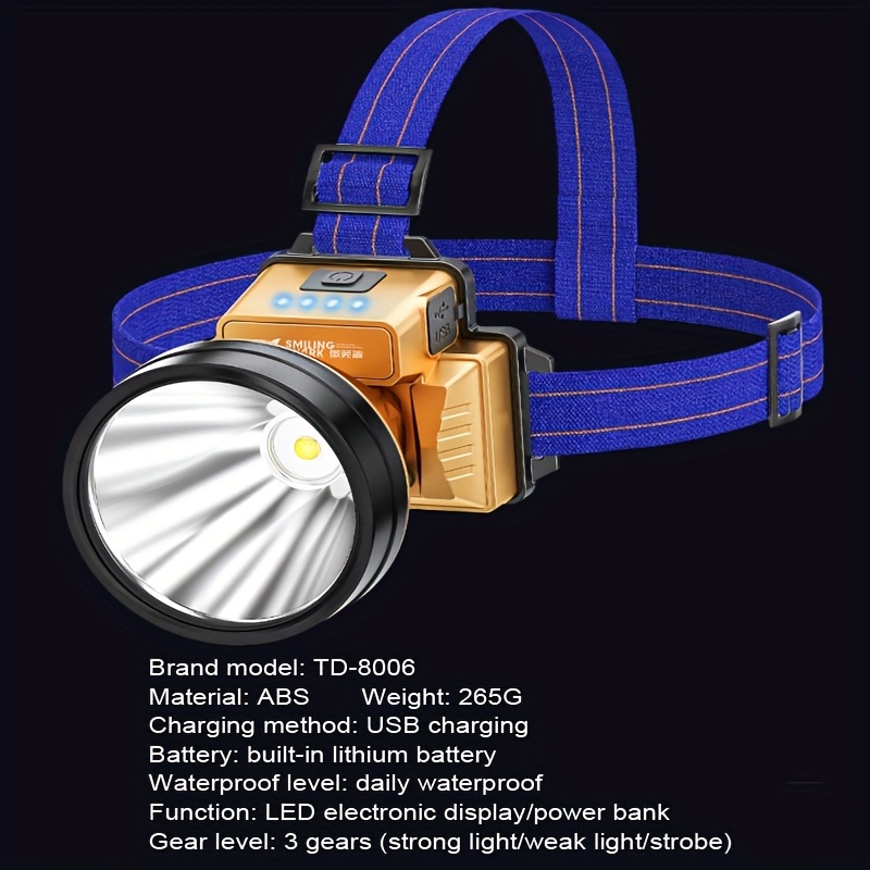 1pc usb rechargeable headlamp high lumen lightweight headlight 3 modes waterproof flashlight for outdoor running hunting hiking camping details 4