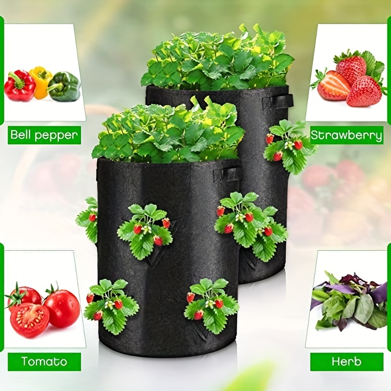 Grow Bags Strawberry Planter Bags With Handles Heavy Duty - Temu