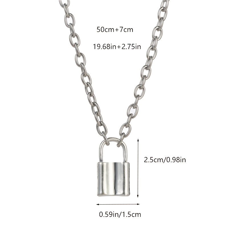 Hip Hop Men's Metal Padlock Pendant Thick Chain Link Necklace - Temu