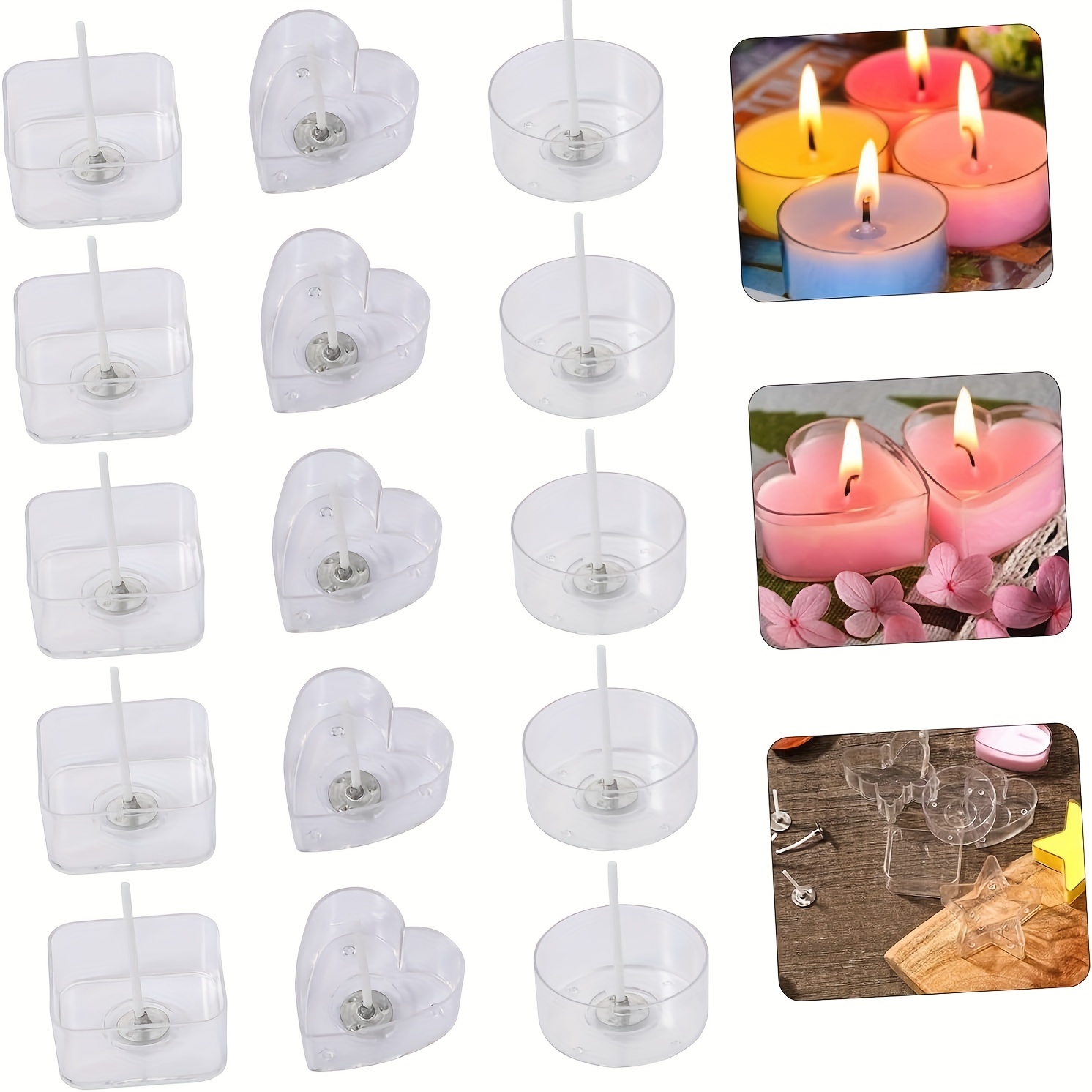 Homemade Candle Kit Includes 10pcs Candle Cups & 100pcs Candle Wicks Candle  Making DIY Kit Clear Tealight Candle Holder Cup 