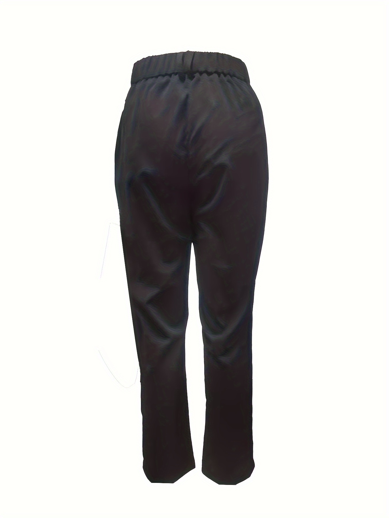 Pantalones de cintura alta sólidos, elegantes pantalones versátiles  fruncidos, ropa de mujer