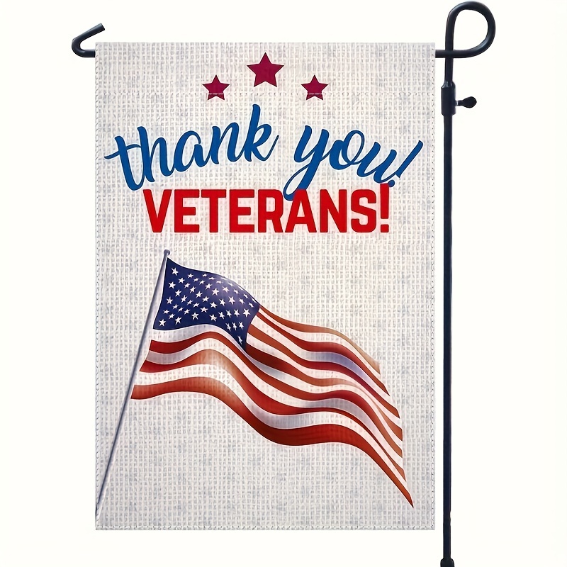 1pc, Thank You Veterans Memorial Day Garden Flag (12in*8in/30cm*20cm),  Vertical Double Sided Outdoor Yard Flag For Patriotic Flag, November Veterans Day Decoration (No Flagpole)