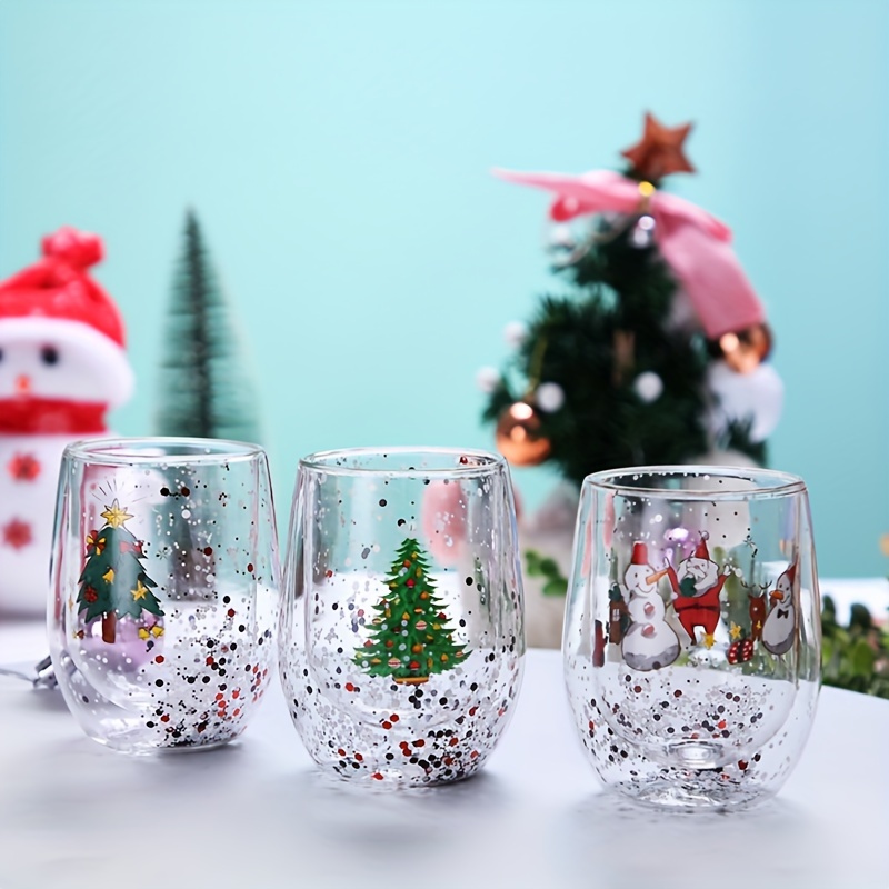 Christmas Wine Glasses 15 Oz Santa Drinking Goblets Cups with Stem Xmas  Holiday Wineglass Gift Colored Painted Glassware 