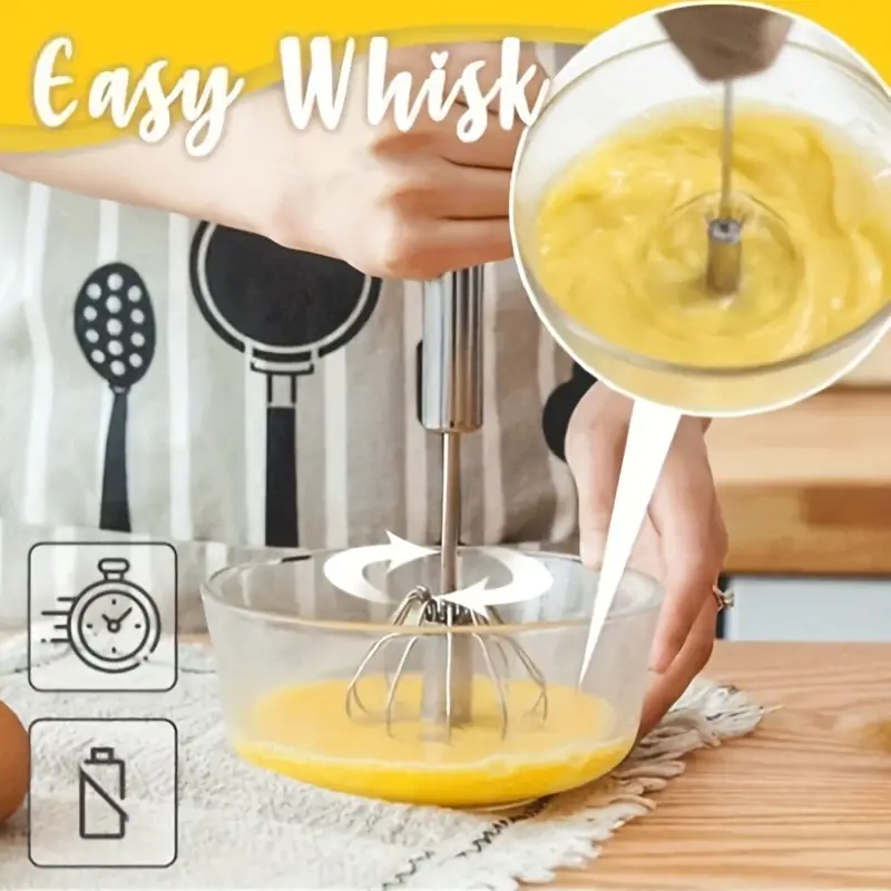 1pc/2pcs Hand Push Whisk, Semi-Automatic Egg Whisk, 33cm/12 Inch Stainless  Steel Egg Whisk For Home Blending, Whisking, Beating, Stirring, Hand Push R