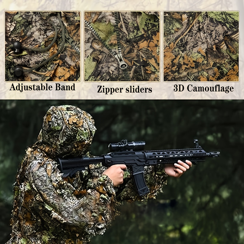 lightweight 3d leafy camouflage set outdoor camouflage ghillie suit for disguise realistic cs airsoft game wildlife photography details 4