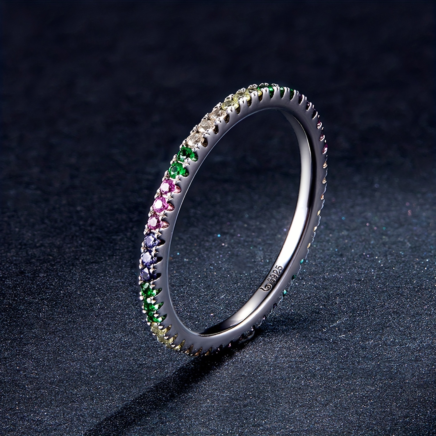 925 Sterling Silver Colorful Zircon Classic Ring