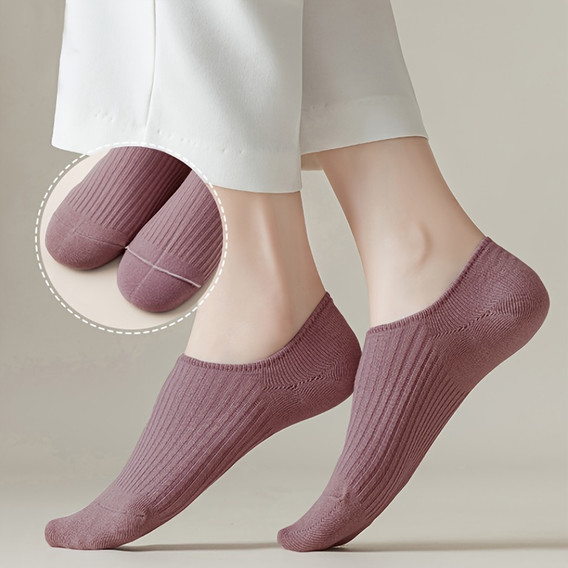 10 pieces = 5 pairs Women Cotton Invisible No show Socks non-slip