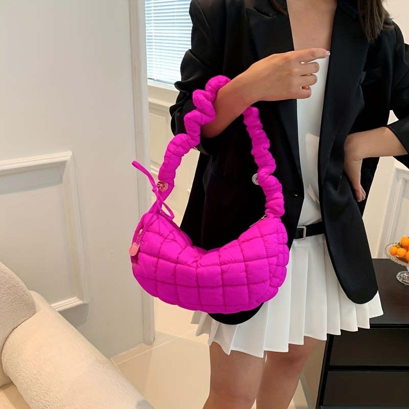 Puffer Shoulder Bag Quilted Tote Bag for Women Underarm Bags Beach