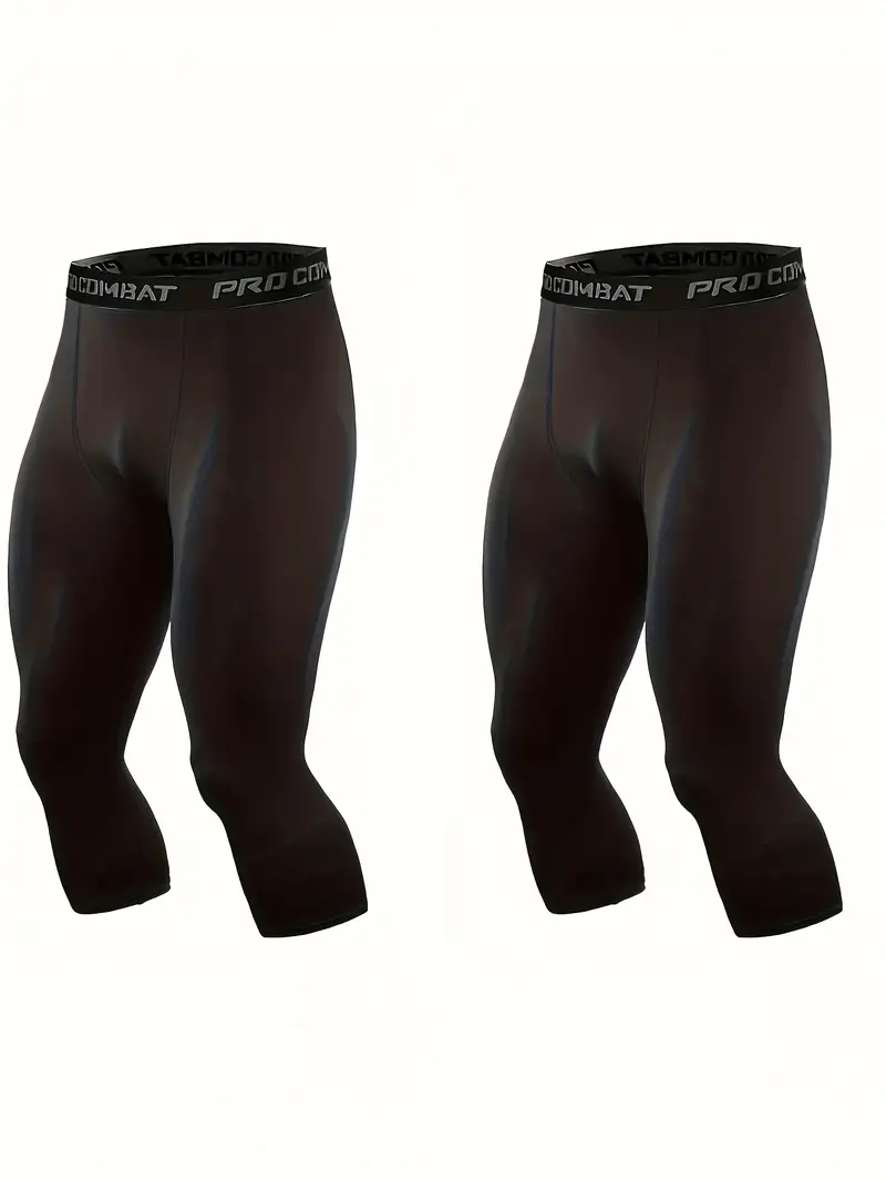 Men's Quick Dry Compression Capri Pants Active High Stretch - Temu