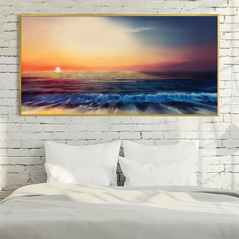 Sunset Shores Canvas Art Print Painting Beach Wave Landscape - Temu