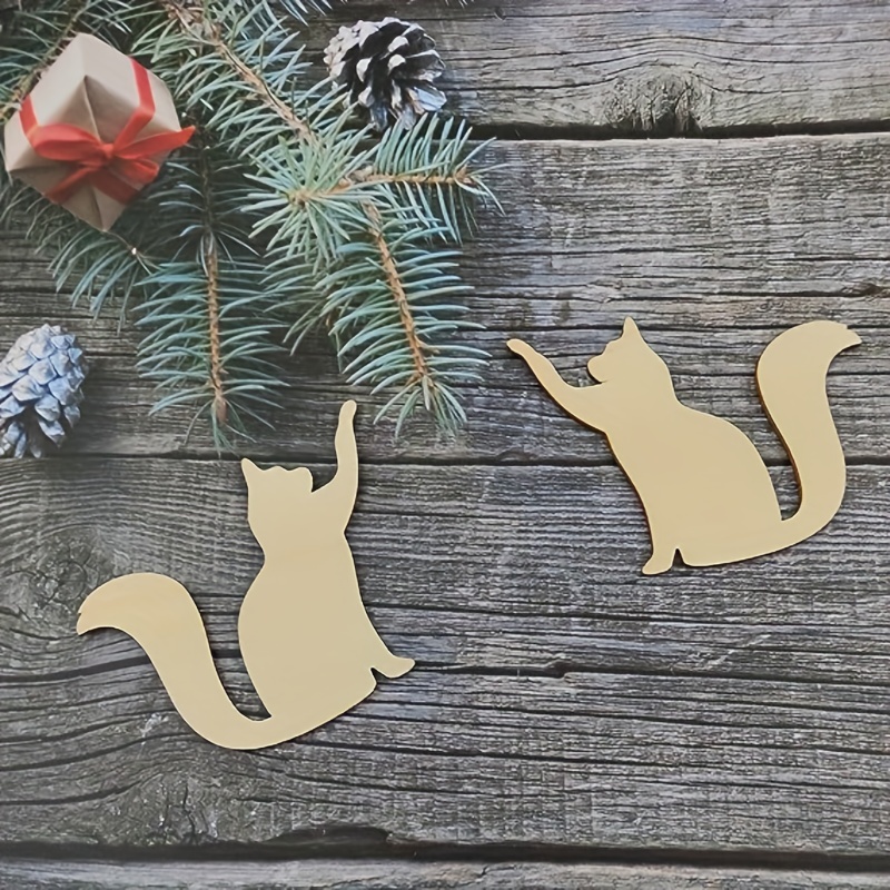 Wood Cat Cutout Christmas Ornaments, DIY Ornaments