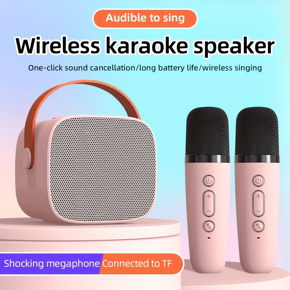 Altavoz portátil de karaoke Bluetooth con 2 micrófonos inalámbricos,  máquina de karaoke para niños y adultos, regalos para niños de 4 a 12 años