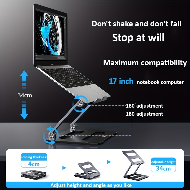 Arae - Soporte para computadora portátil de aluminio ergonómico ajustable,  soporte para computadora portátil, soporte plegable para computadora