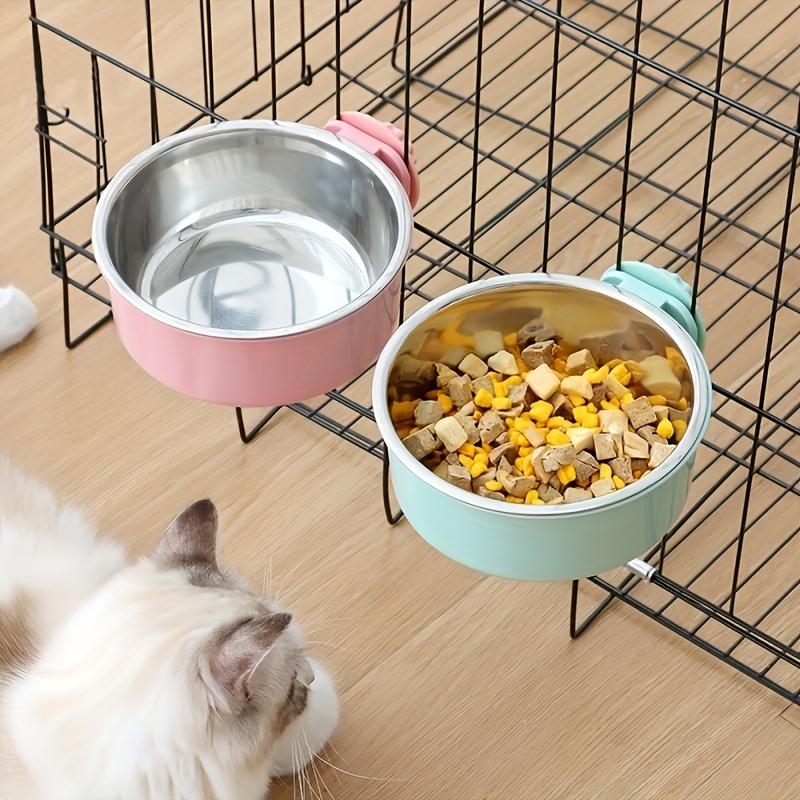 Crate Dog Bowl, Removable Stainless Steel Pet Food & Water Feeder Bowls,  Cage Hanging Food Bowls And Water Feeder - Temu