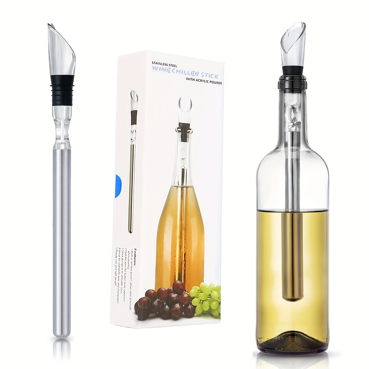 Wine Chiller Stick 3 in 1 Stainless Steel Wine Chiller Stick - Temu