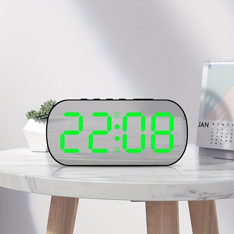 Alarm Clock Digital LED Light Display Portable Battery Large Mirror USB  Snooze